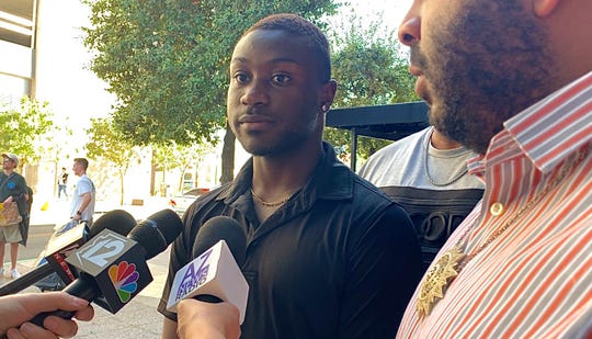 Rakevion White, 21, spoke to reporters after a meeting between his civil rights representatives and the Breakfast Club's leadership team on Nov. 13, 2019.