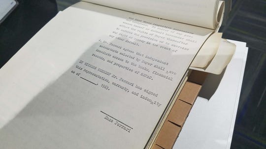 The contract drawn up by Ford to merge Ford and Ferrari in 1963. Enzo Ferrari's signature never appeared on the bottom line.