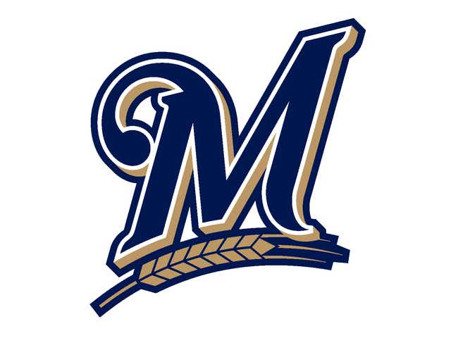 Brewers Logos Through Time Barrelman Ball In Glove Crossed Bats
