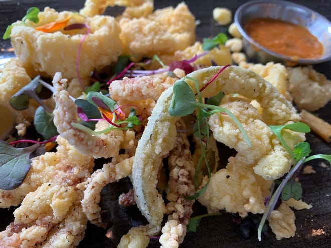 Cobalt’s calamari appetizer was tender and flavorful, a more than generous serving for three to share.