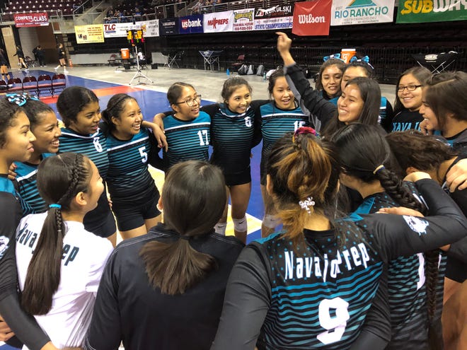 The Navajo Prep Lady Eagles beat top-seeded Tularosa on Saturday to reach the 3A state volleyball tournament’s final four in Rio Rancho.