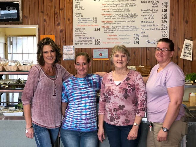 Some of the regular staff at Don’s Sandwich Shop in East Redding—Tammy Akins, left, April Brigham, Linda O’Brien and Rebecca Million.