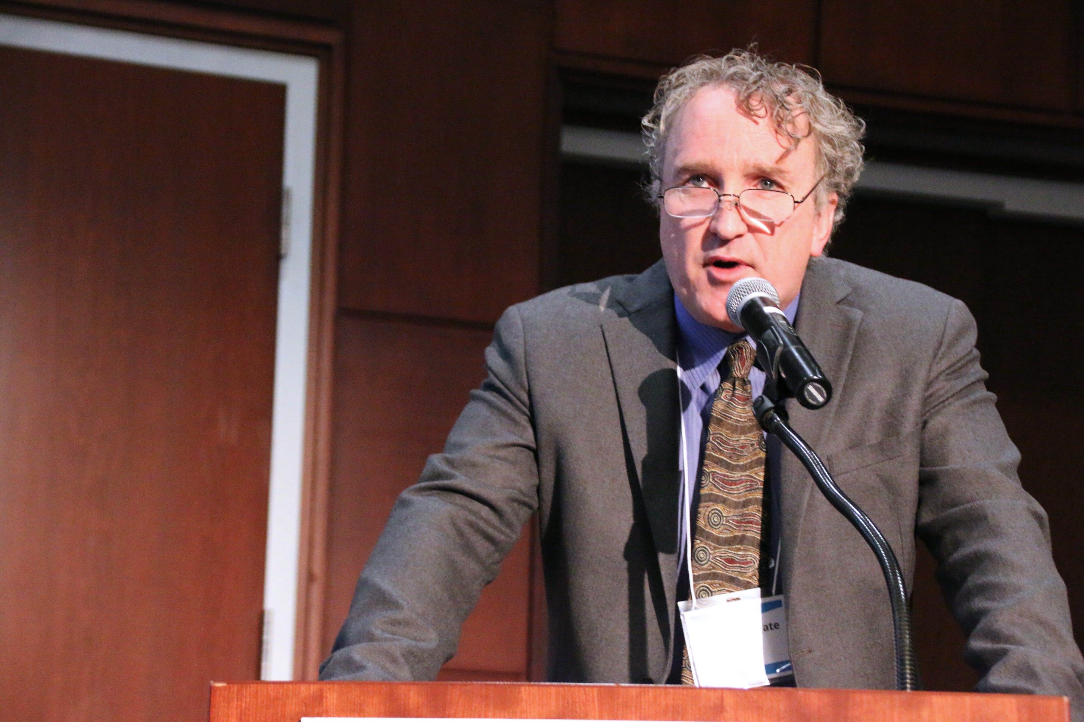 Bruce Hungate of the Center for Ecosystem Science and Society at Northern Arizona University offers opening remarks at the conference “Climate 2020: Seven Generations for Arizona” at Northern Arizona University in Flagstaff on Nov. 15, 2019.