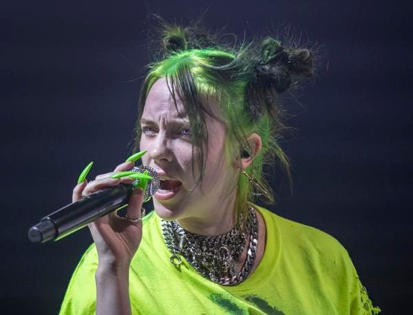 Billie Eilish performs at the Shrine Auditorium in Los Angeles, Calif., on July 9, 2019.
