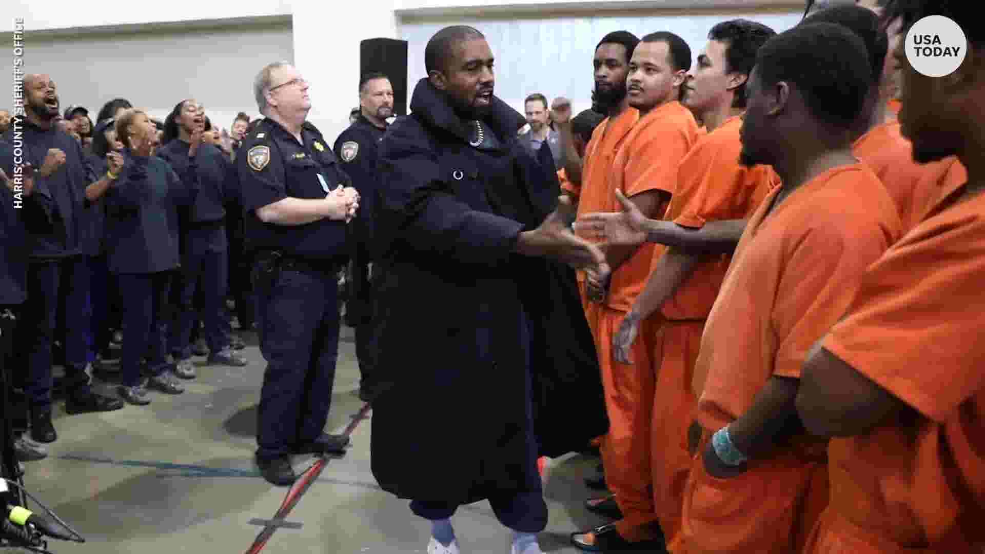 Kanye West performs for inmates at Houston jail
