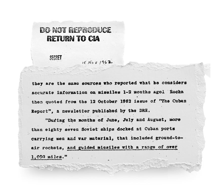 Agents under the Ross Crozier-handled Cuban exile group DRE defend their reports of Soviet missiles in Cuba at a high-level meeting at CIA headquarters.