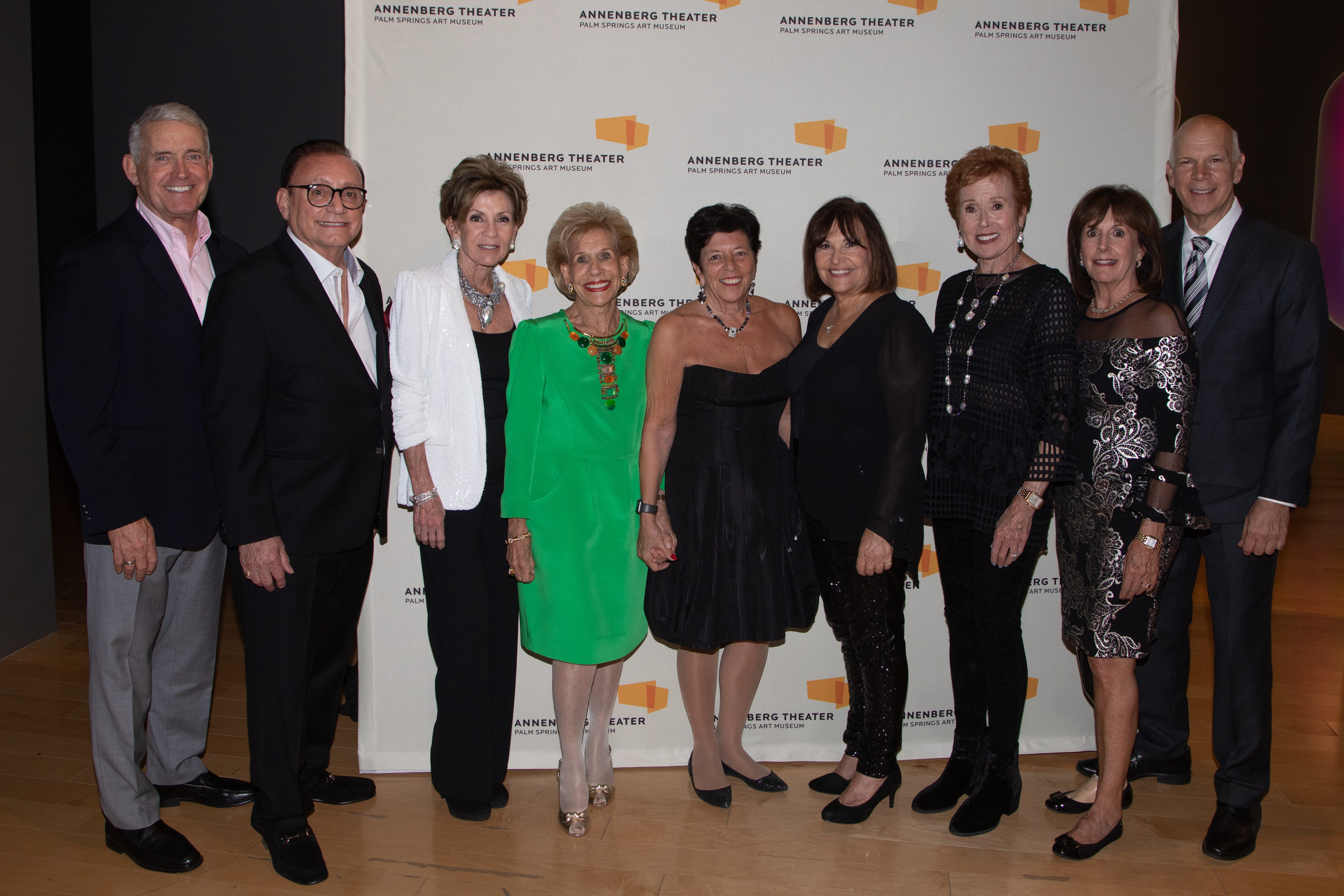 The Annenberg Theater Council Board includes Tom Truhe, Bill Lanese, Terri Ketover, Annette Bloch, Ann Sheffer, Sue Cameron, Barbara Fromm, Talent and Production Coordinator Debbie Miller and David Zippel. Photographed at the Annenberg Theater Council’s 17th annual Opening Night Benefit Concert on Nov. 16, 2019.