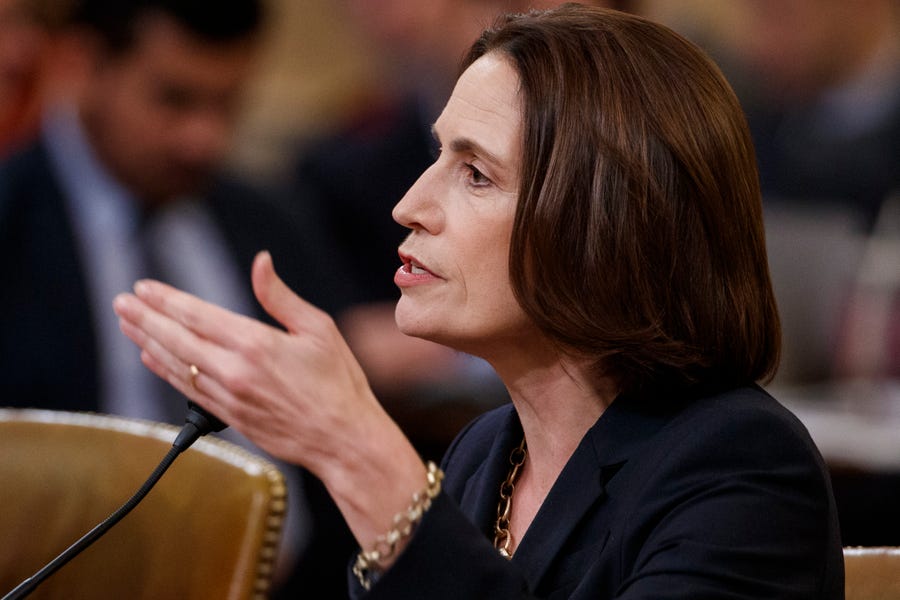 Former senior director for Europe and Russia at the National Security Council, Fiona Hill testifies during the impeachment inquiry into President Donald Trump on Nov. 21, 2019.