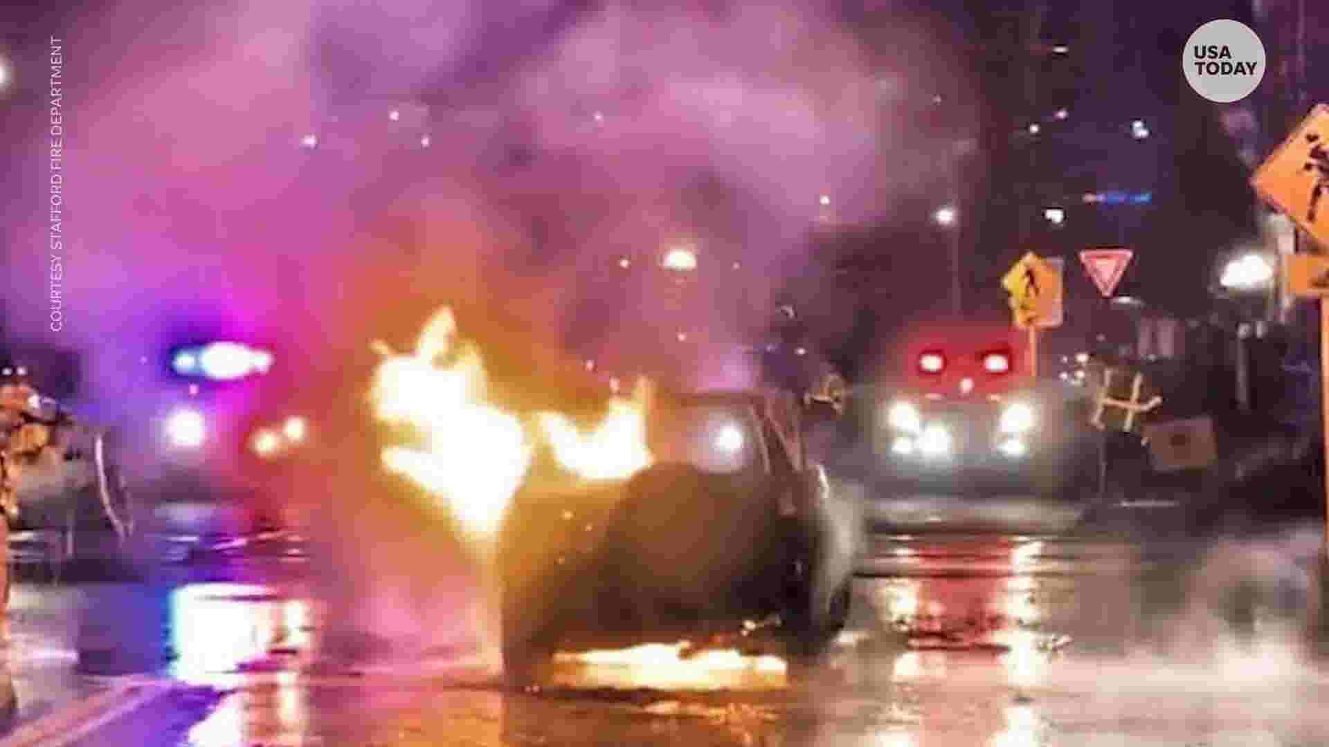 Man a hero after saving a driver from exploded, burning car