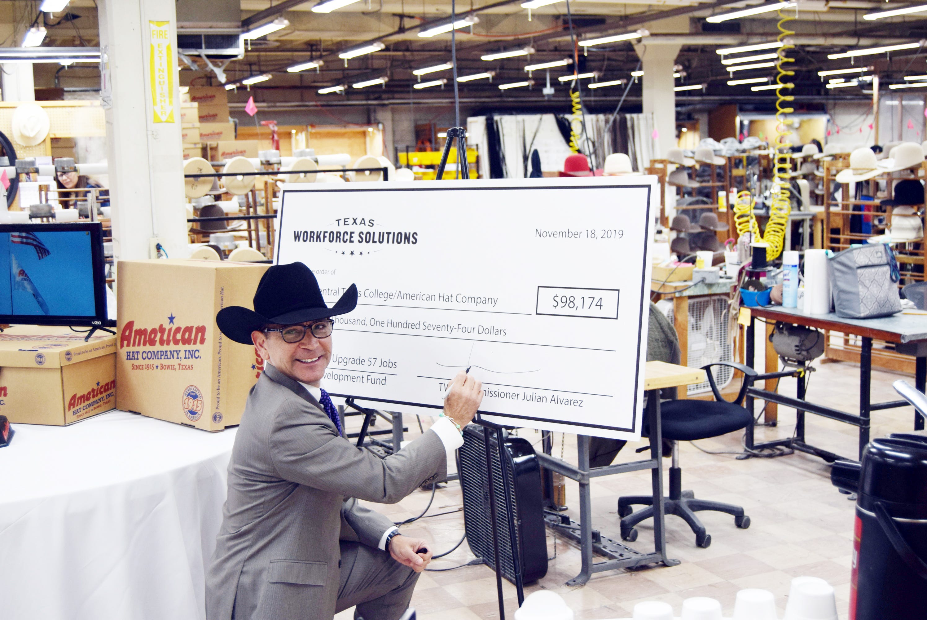 Bowie's American Hat Co., college presented 98,000 job training grant