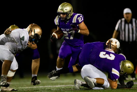 Notre Dame Prep running back Dominick Mastro runs the ball during the 5A state semifinals between Notre Dame Prep and Campo Verde at North Canyon High School in Phoenix on Friday, Nov. 22, 2019.