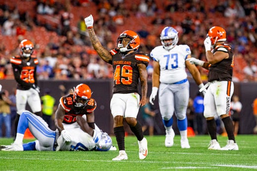 Detroit Lions at Cleveland Browns on August 29, 2019 in the preseason at FirstEnergy Stadium.