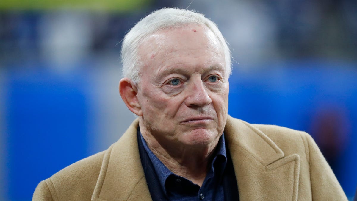 Dallas Cowboys team owner Jerry Jones is seen during pregame of an NFL football game against the Detroit Lions, Sunday, Nov. 17, 2019, in Detroit.