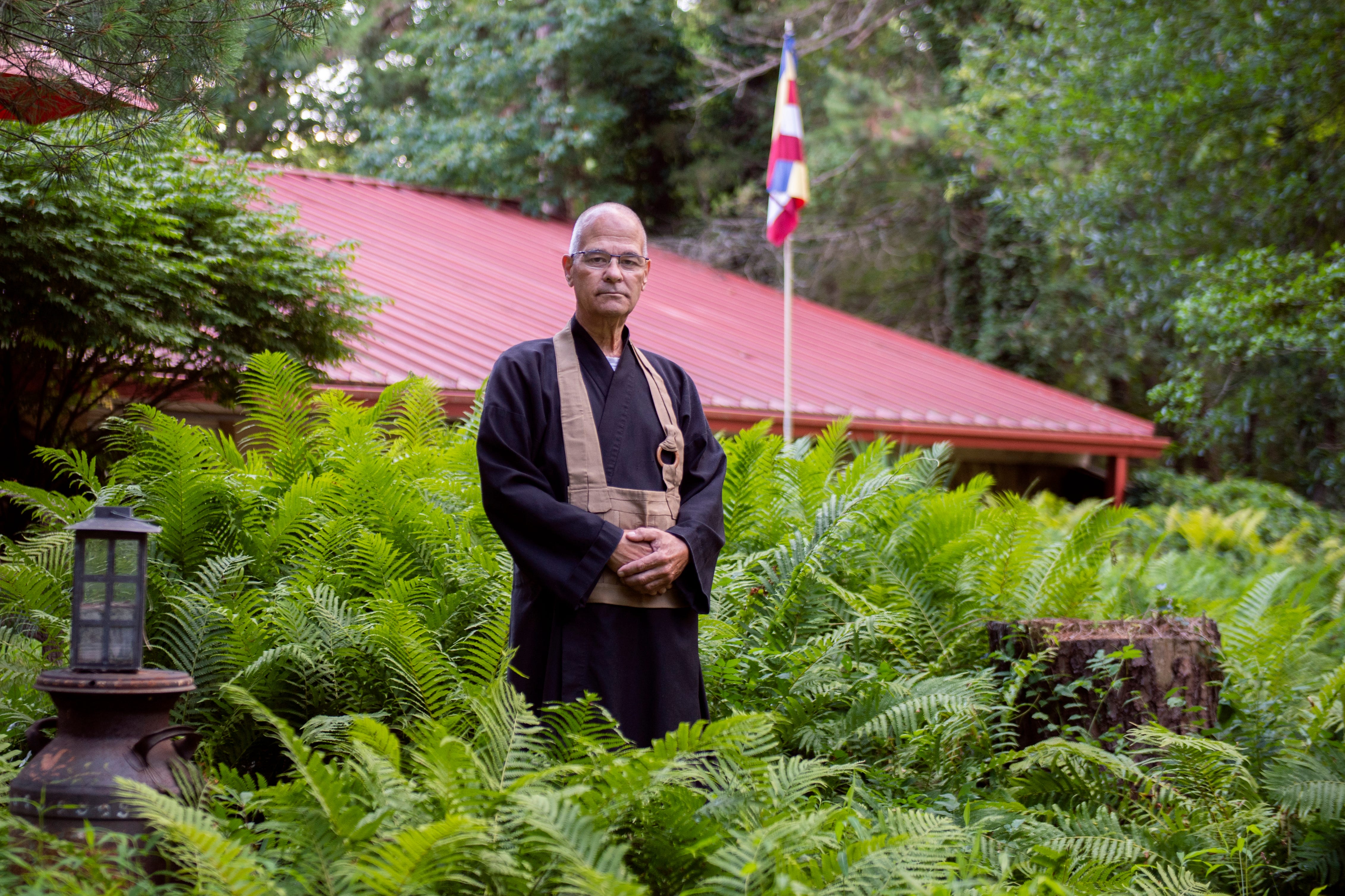 Zen Master Seijaku Roshi, poses on the Pine Wind grounds, which is also his home. Roshi founded the community in 1985, operating out of Riverton and Cinnaminson. The current community was formed in 2000 when he moved to Shamong. Roshi is currently undergoing another round of chemotherapy after a diagnosis of pancreatic cancer two years ago.