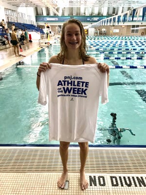 Milton High sophomore Emma Wortman is the latest PNJ Athlete of the Week after a second place finish in the 100-meter breast stroke at the Class 3A FHSAA state swimming meet.
