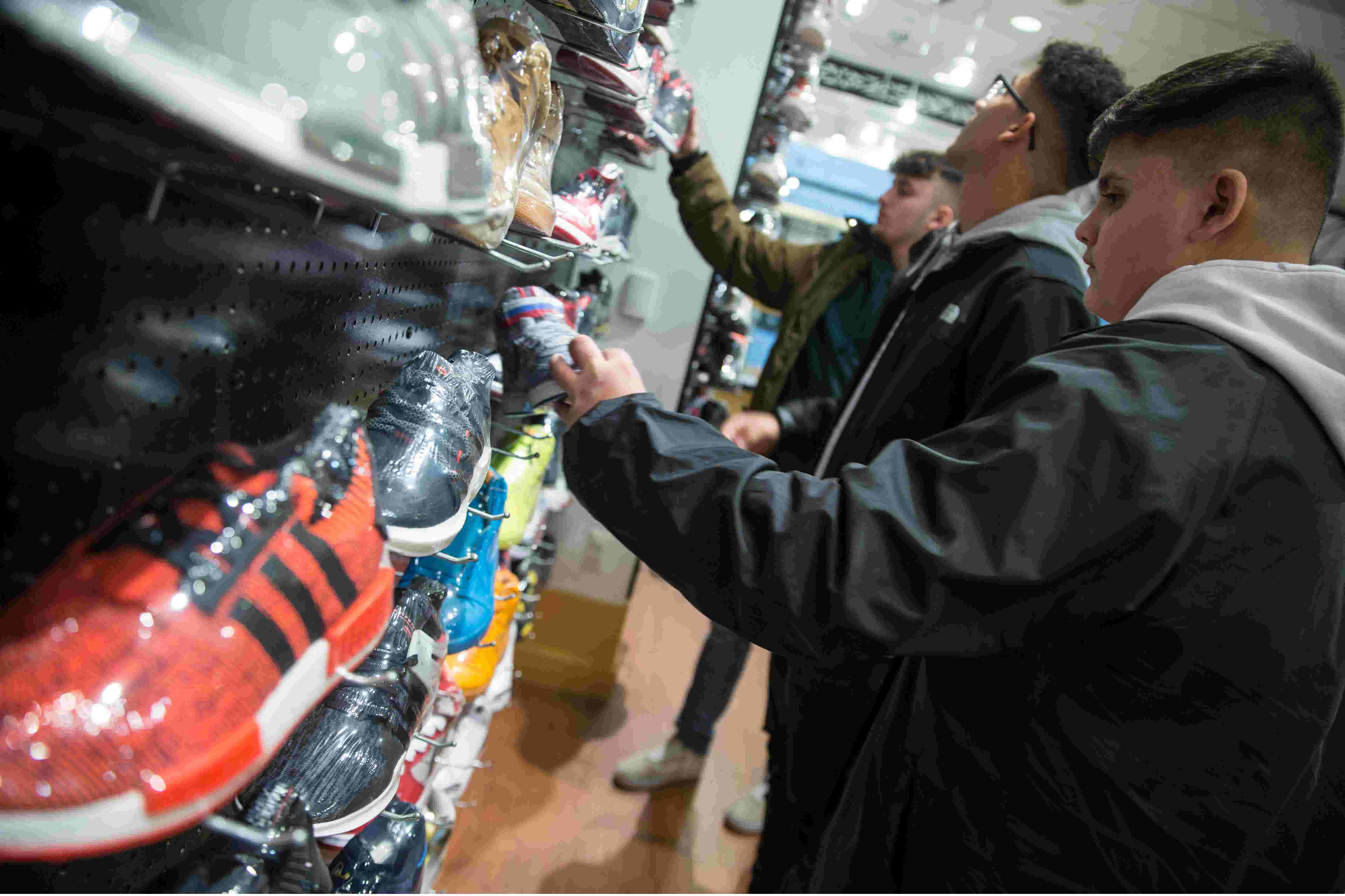 Long line of shoppers at Sole Culture in Freehold Raceway Mall on Black