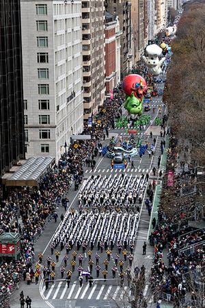 Western Carolina University Marching Band performs in the 2019 Macy's Thanksgiving Day Parade.