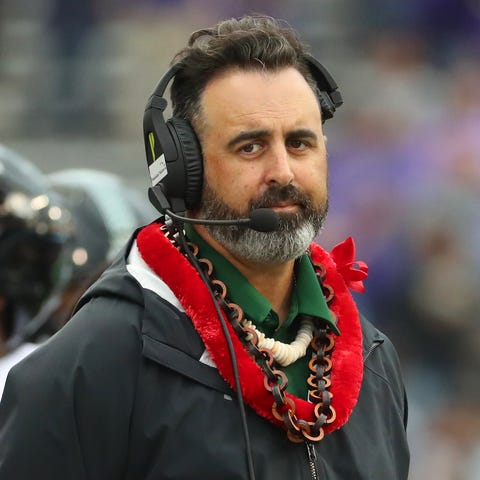 Hawaii coach Nick Rolovich during a game in Septem