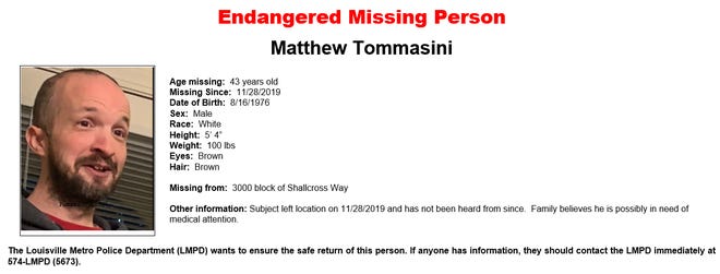 Matthew Tommasini has been missing since Nov. 28.