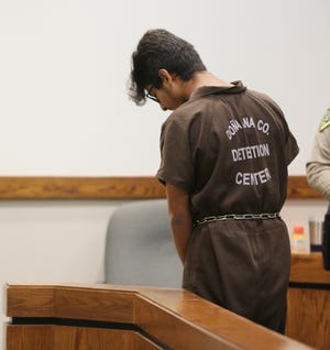 Las Cruces teenager Josiah Segura will be tried as an adult for allegedly using a gun to rob another teen of his medical marijuana. Segura appeared before Third Judicial District Court Judge Douglas Driggers, Monday Dec. 2, 2019.