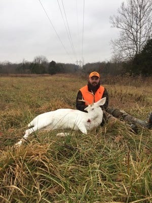 Joshua Swindle shot this rare albino whitetail buck in Dallas County on the last day of firearms season.