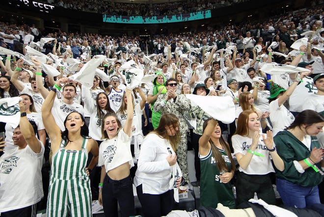 Dec 3, 2019; East Lansing, MI, USA; Michigan State Spartans fans prior a game between the Michigan State Spartans and the Duke Blue Devils at Breslin Center. Mandatory Credit: Mike Carter-USA TODAY Sports