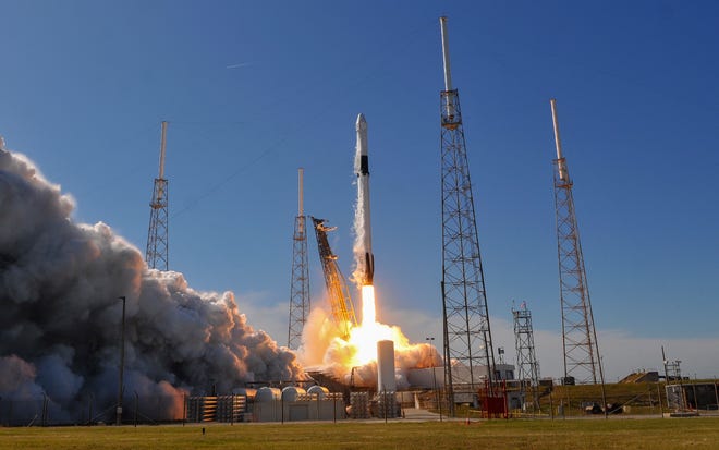 A SpaceX Falcon 9 rocket lifts off from Cape Canaveral on Thursday, December 5, 2019, with supplies destined for the International Space Station.