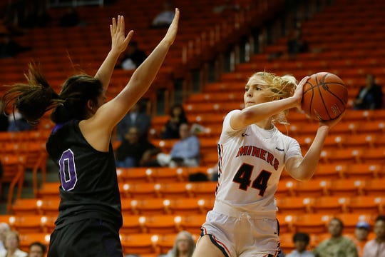 UTEP's Katarina Zec goes against Weber State defense during the game Thursday, Dec. 5, at the Don Haskins Center in El Paso.