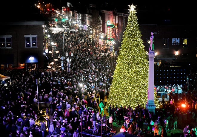 A view of Franklin's Christmas Tree Lighting ceremony from the rooftop of 231 Public Square in downtown Franklin on Friday, Dec. 6, 2019.