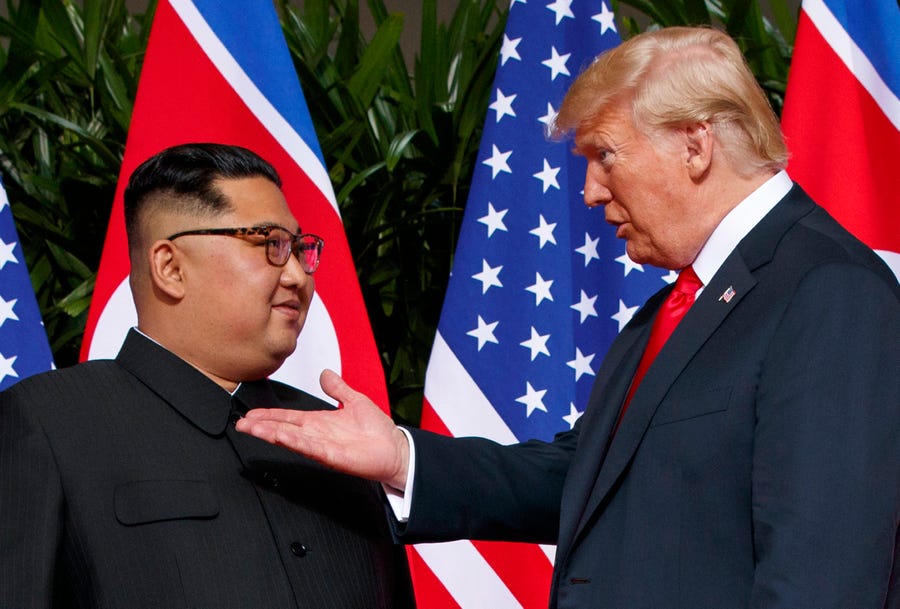 President Donald Trump and North Korean leader Kim Jong Un at a 2018 summit in Singapore.