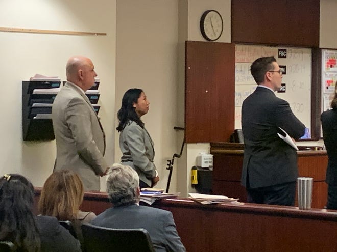 Cristina Noelle Canimo, 32, appears in Riverside County Superior Court Monday, Dec. 9, 2019. She's accused of killing La Quinta resident Ronald Clarke, whose body was discovered in a trash bin on Nov. 21.