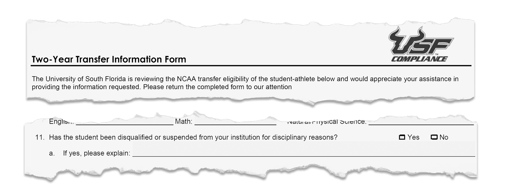 Two-year transfer tracer form.