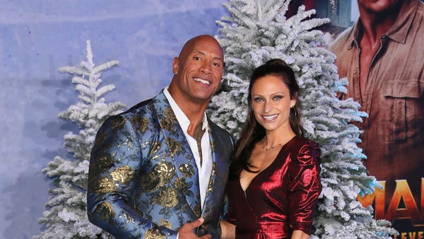 US actor Dwayne Johnson and his wife singer Lauren