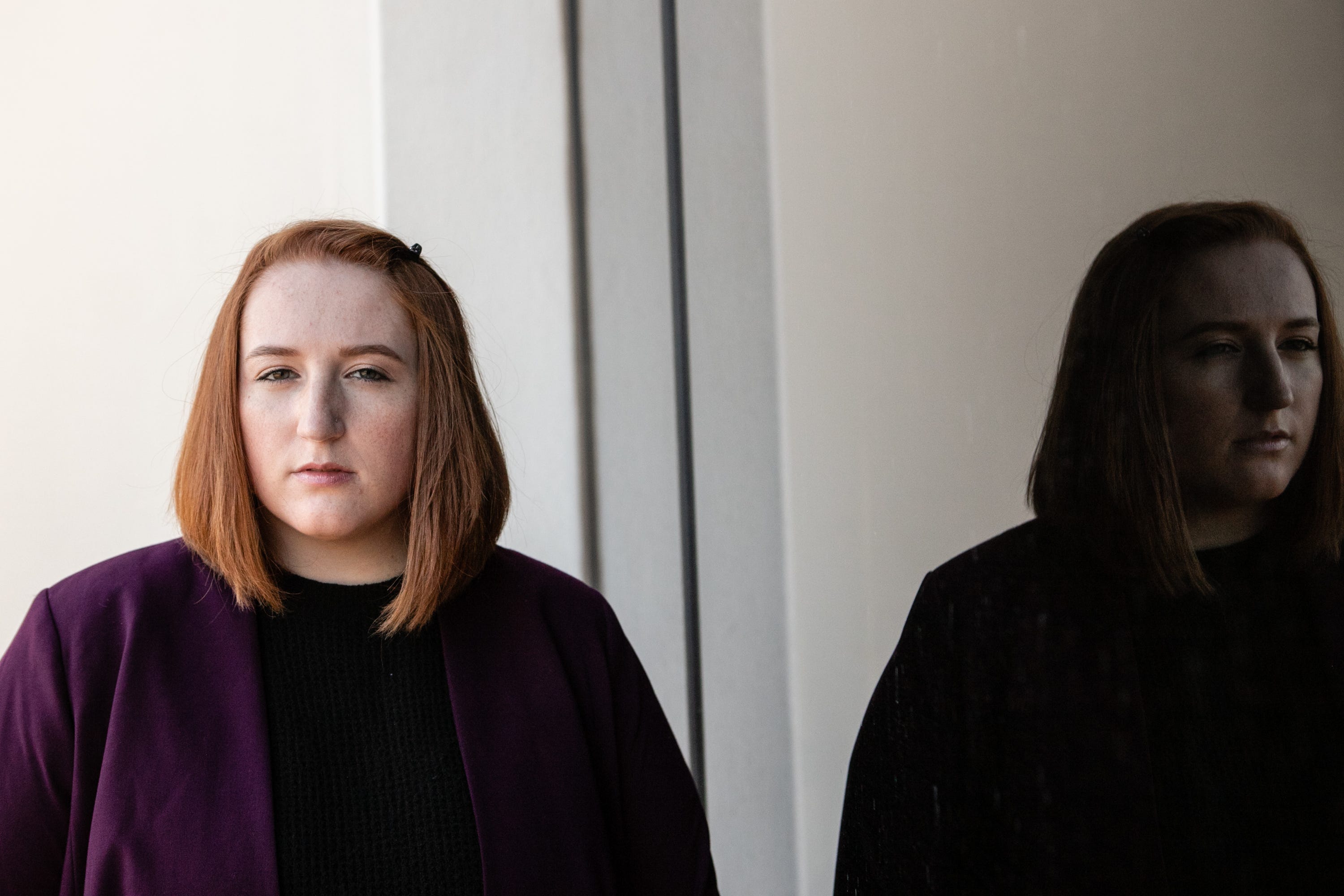 Daisy Tackett outside the building where she works in Dallas, Texas, on Oct. 31, 2019.