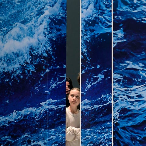 Swedish climate activist Greta Thunberg arrives to