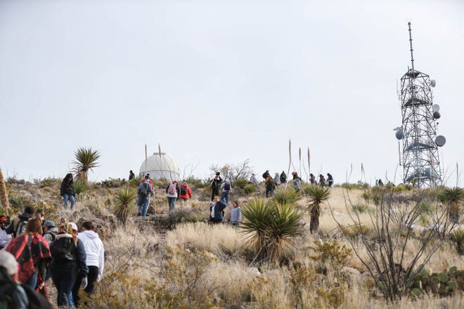 Worshippers make the pilgrimage to the top of Tortugas Mountain as part of the Lady of Guadalupe festival in Las Cruces on Wednesday, Dec. 11, 2019.
