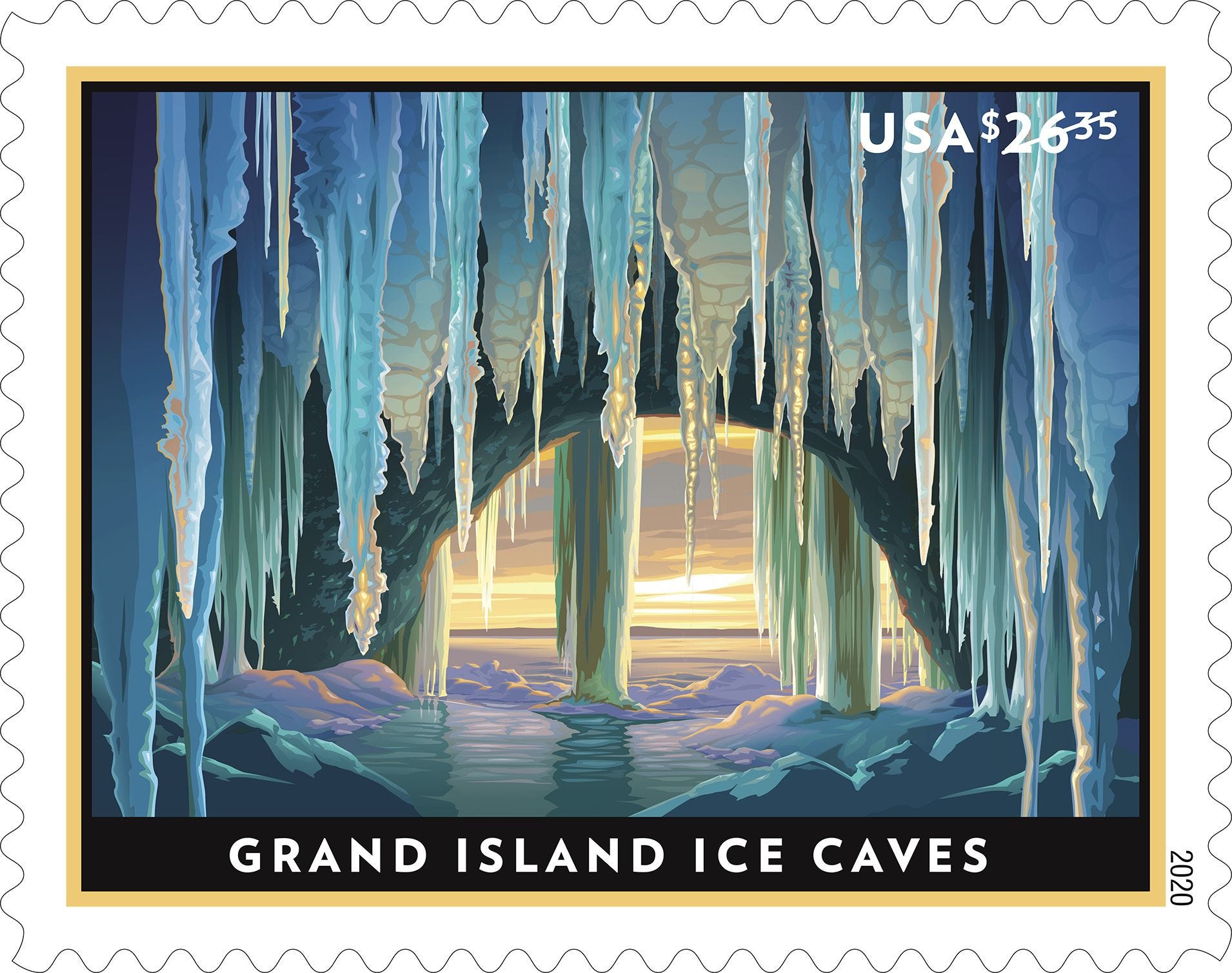 2020 : Michigan Grand Island Ice Caves Postage Stamp Released