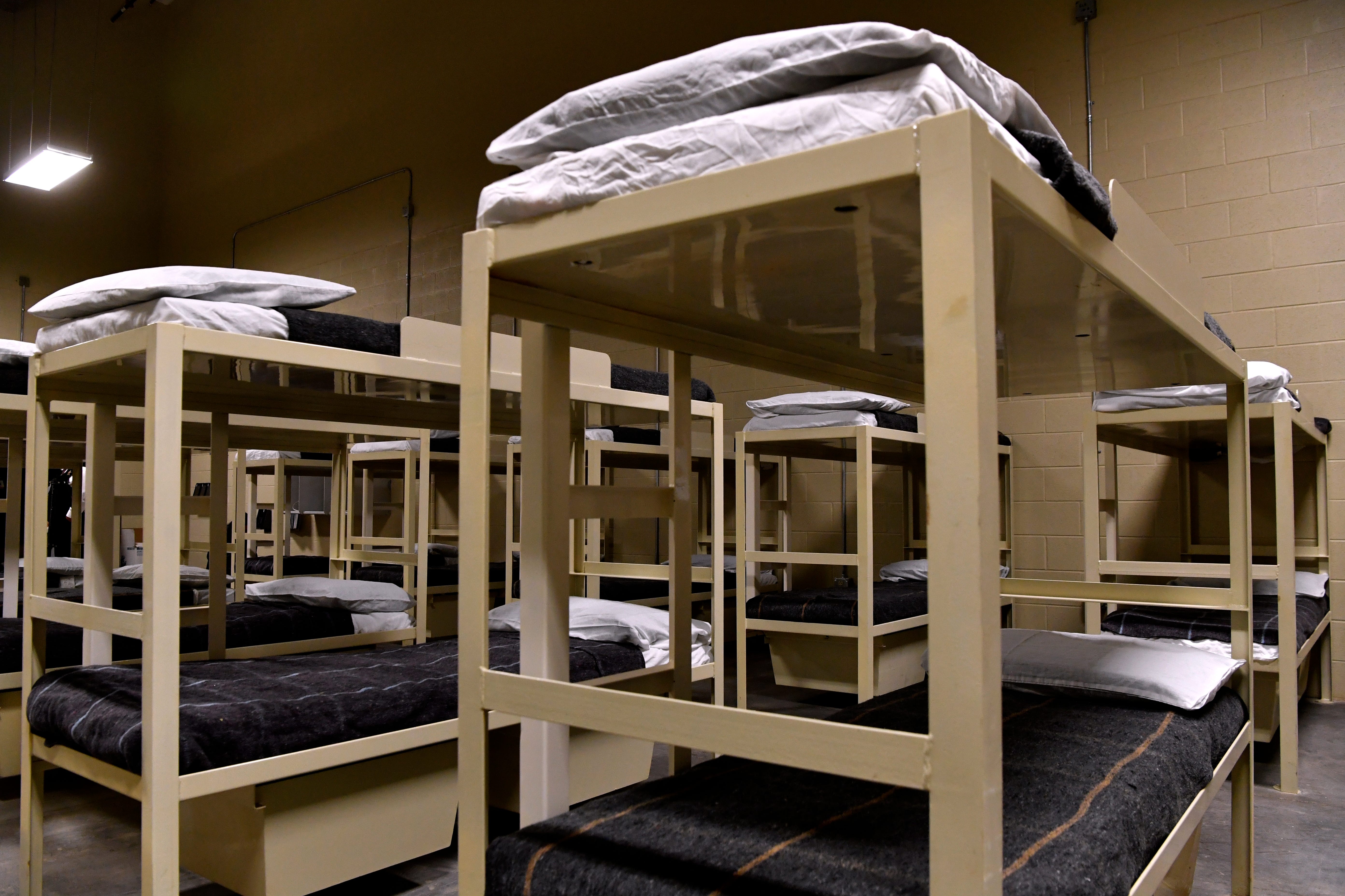 Empty bunkbeds await detainees at the U.S. Immigration and Customs Enforcement's (ICE) newest detention facility in Anson, Texas. Called the Bluebonnet Detention Center (BBDC), it can accommodate up to 1,000 ICE detainees.