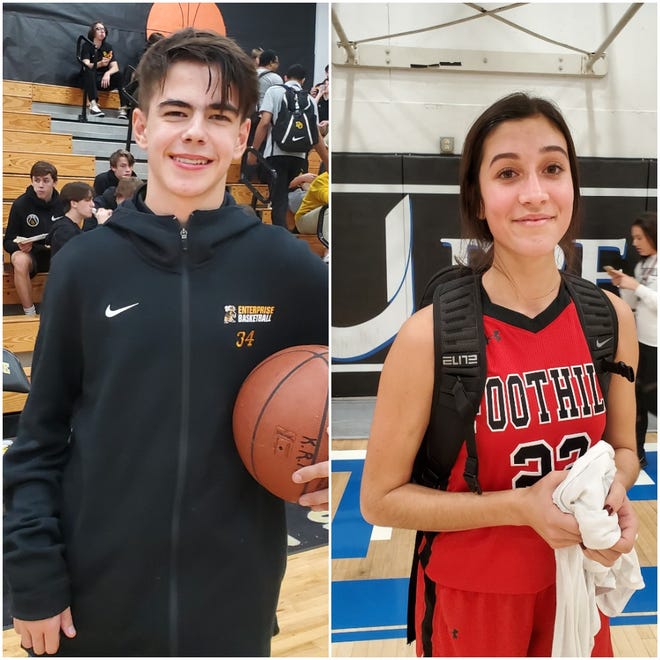 Tannor DeWitt of Enterprise (left) and Isa Padilla of Foothill (right) were named Athlete of the Week for the period of Dec. 3 through Dec. 10.