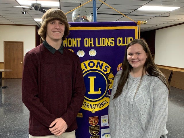 Travis Bowlus, left, was tapped as a Fremont Lions Club Student of the Year and Scholarship winner.