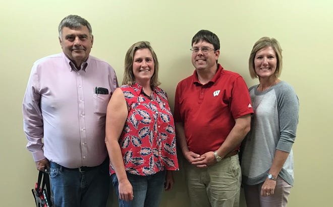 Pictured are outgoing Wisconsin Beef Council board member Dave Koning, of Monroe; new board president Val Gaffney, of Barneveld; past president Arin Crooks, of Lancaster; and Wisconsin Beef Council Executive Director Tammy Vaassen.