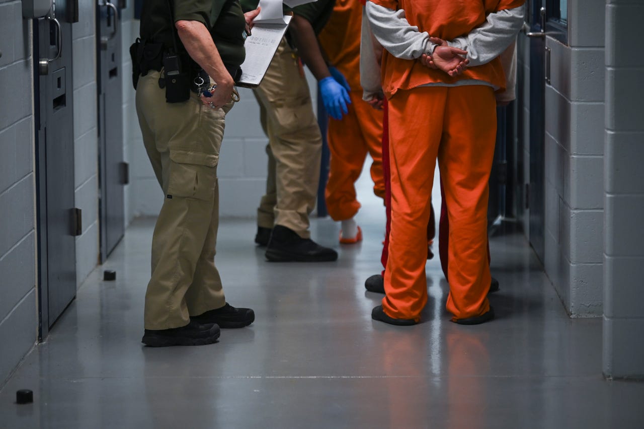 Incoming and outgoing immigration detainees are processed at the Krome Service Processing Center.