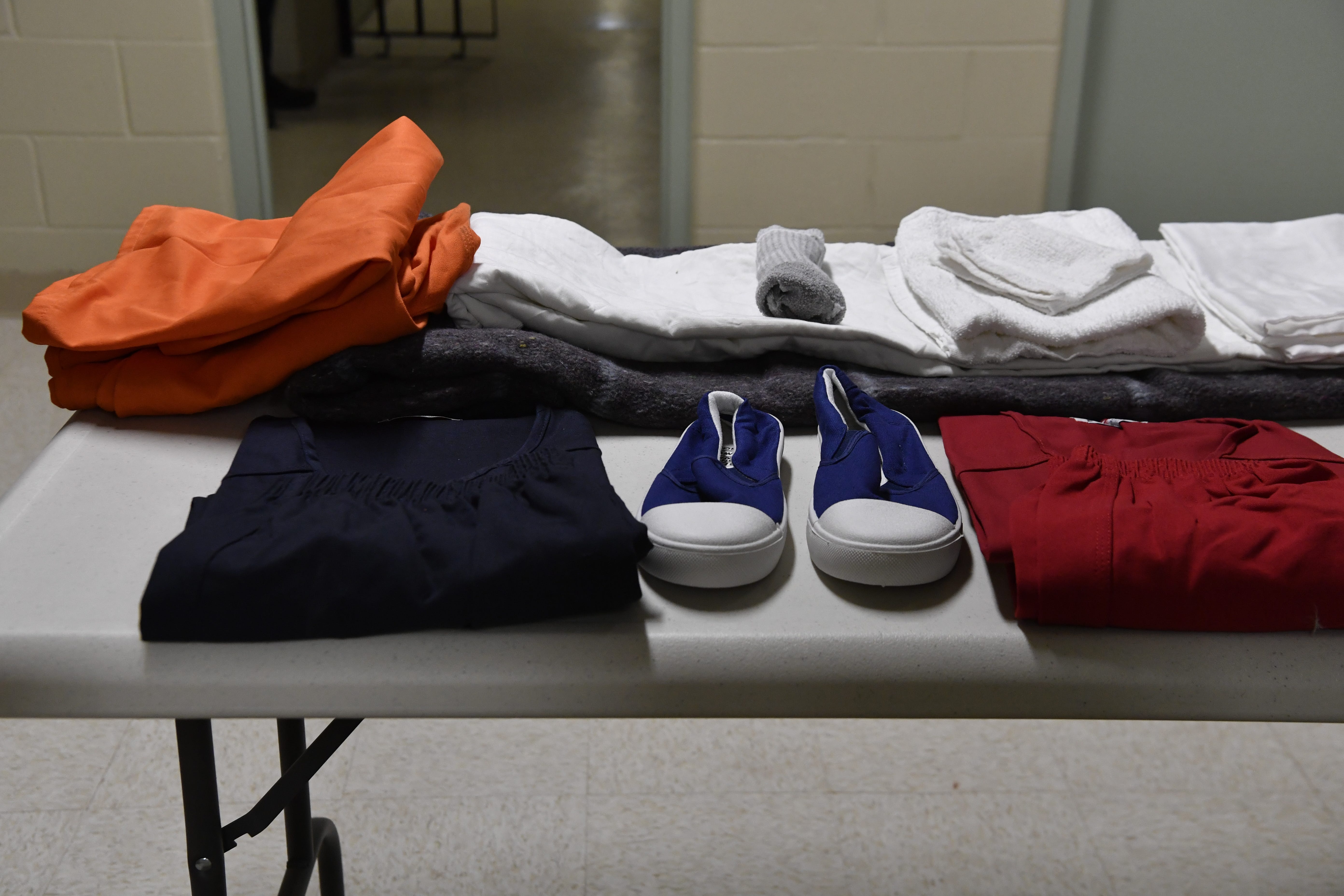 Detainees are given this set of clothing when they arrive at the Bluebonnet Detention Center in Anson, Texas.