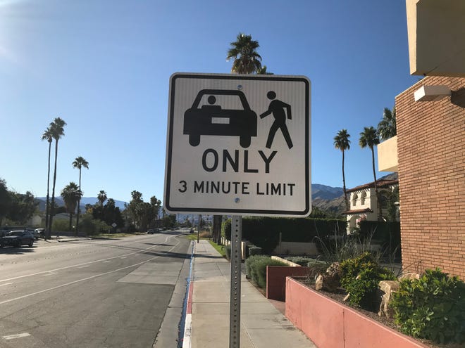 Signs went up in parts of downtown Palm Springs to designate pick-up zones for Uber and Lyft customers.