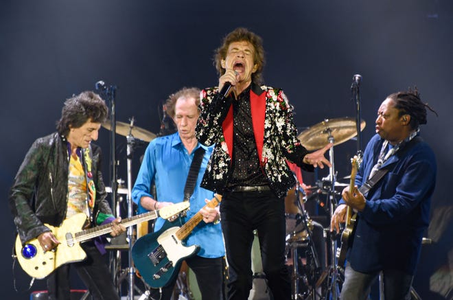 Rolling Stones members Ronnie Wood, left, Keith Richards, Mick Jagger and Darryl Jones performing in Miami last year.