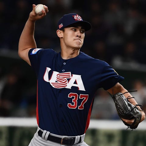 Noah Song of the US pitches during the WBSC Premie