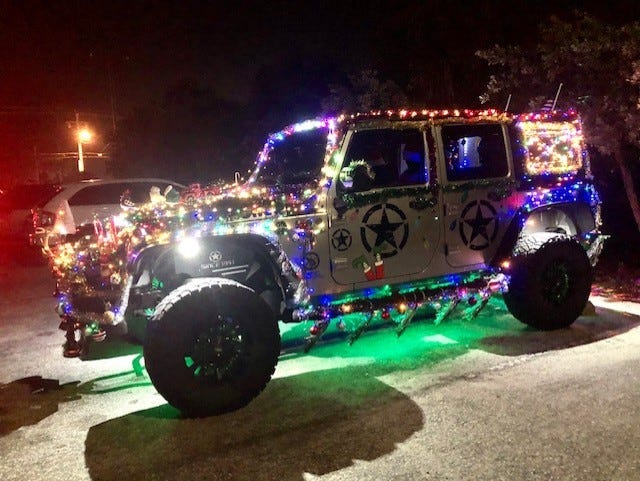Dazzling Christmas-decorated Jeep lifts Satellite Beach man's spirits