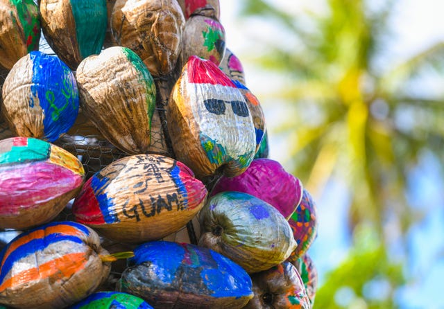 Painted coconuts for Christmas