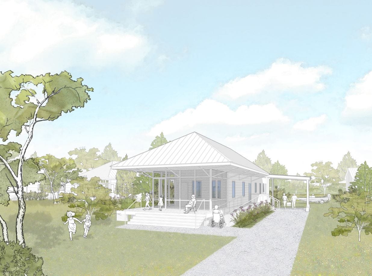 Rendering of potential home design for Isle de Jean Charles residents who move to resettlement community in Schriever, Louisiana.