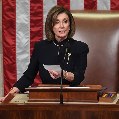 US Speaker of the House Nancy Pelosi presides over